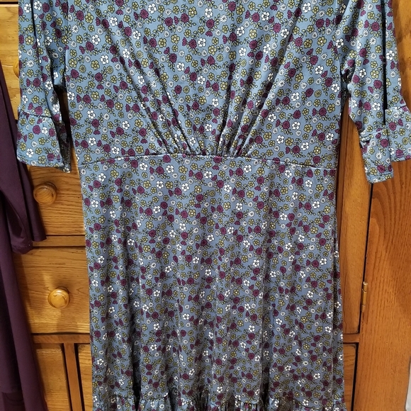 NWT Kaileigh Moira Floral Dress Sz XL Multicolored V Neck 3/4 Sleeve Ruffles - Picture 2 of 9